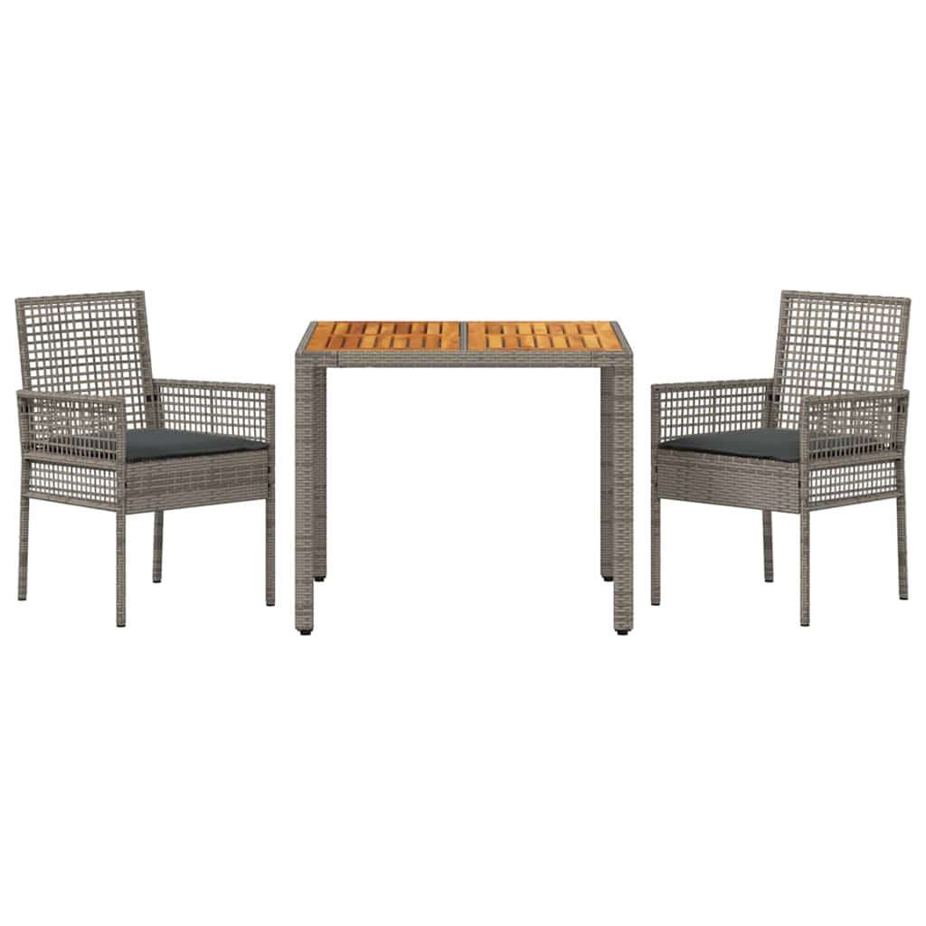 Tuin eettafelset 3 pcs Grijs poly rattan is nu te koop bij PeponiXL, paradijselijk wonen!