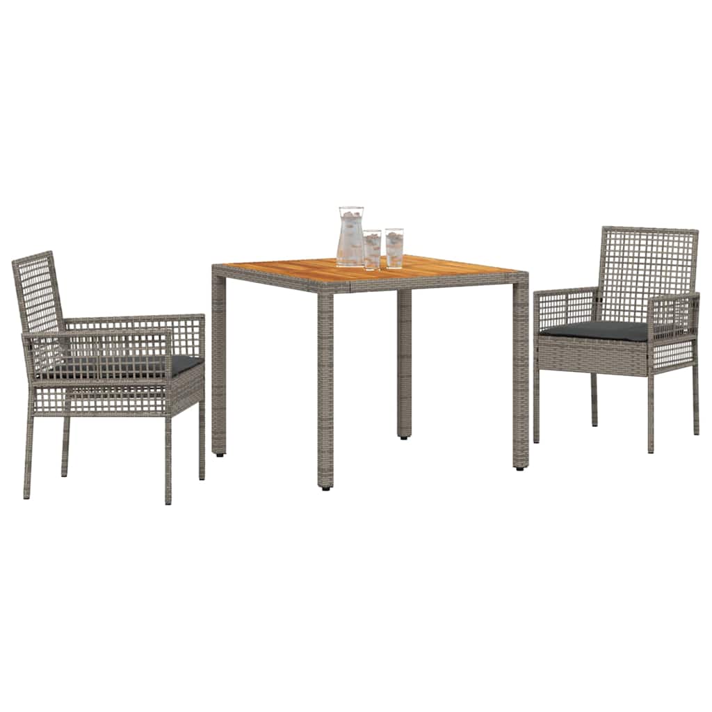 Tuin eettafelset 3 pcs Grijs poly rattan is nu te koop bij PeponiXL, paradijselijk wonen!