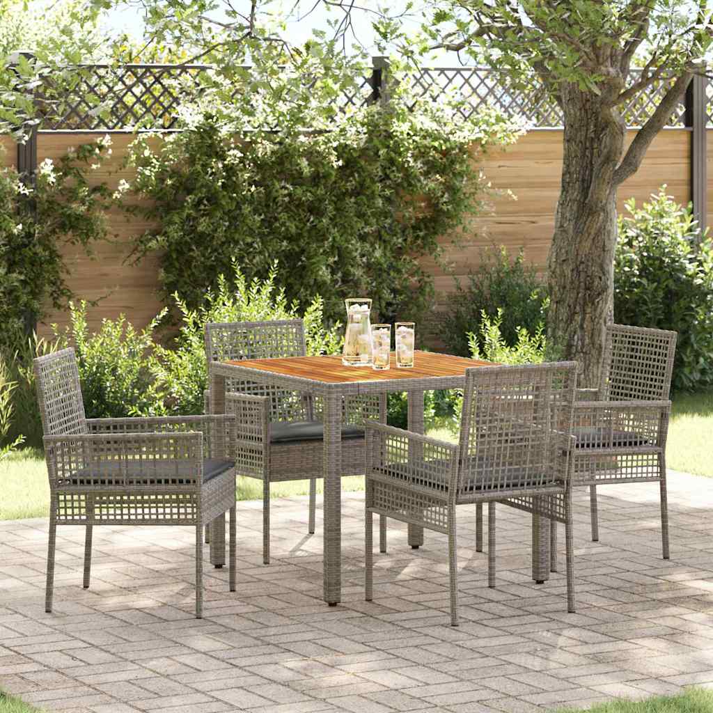 Tuin eettafelset 5 pcs Grijs poly rattan is nu te koop bij PeponiXL, paradijselijk wonen!