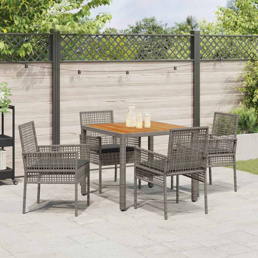 Tuin eettafelset 5 pcs Grijs poly rattan is nu te koop bij PeponiXL, paradijselijk wonen!