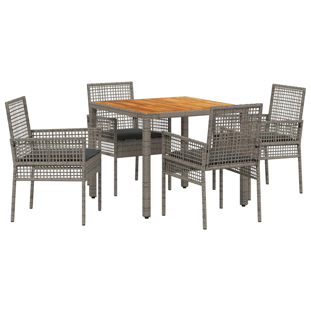 Tuin eettafelset 5 pcs Grijs poly rattan is nu te koop bij PeponiXL, paradijselijk wonen!