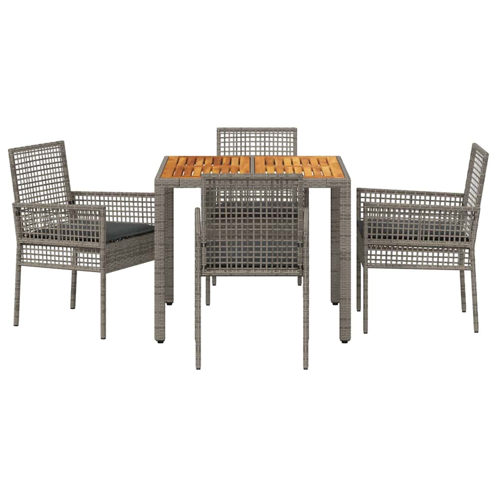 Tuin eettafelset 5 pcs Grijs poly rattan is nu te koop bij PeponiXL, paradijselijk wonen!