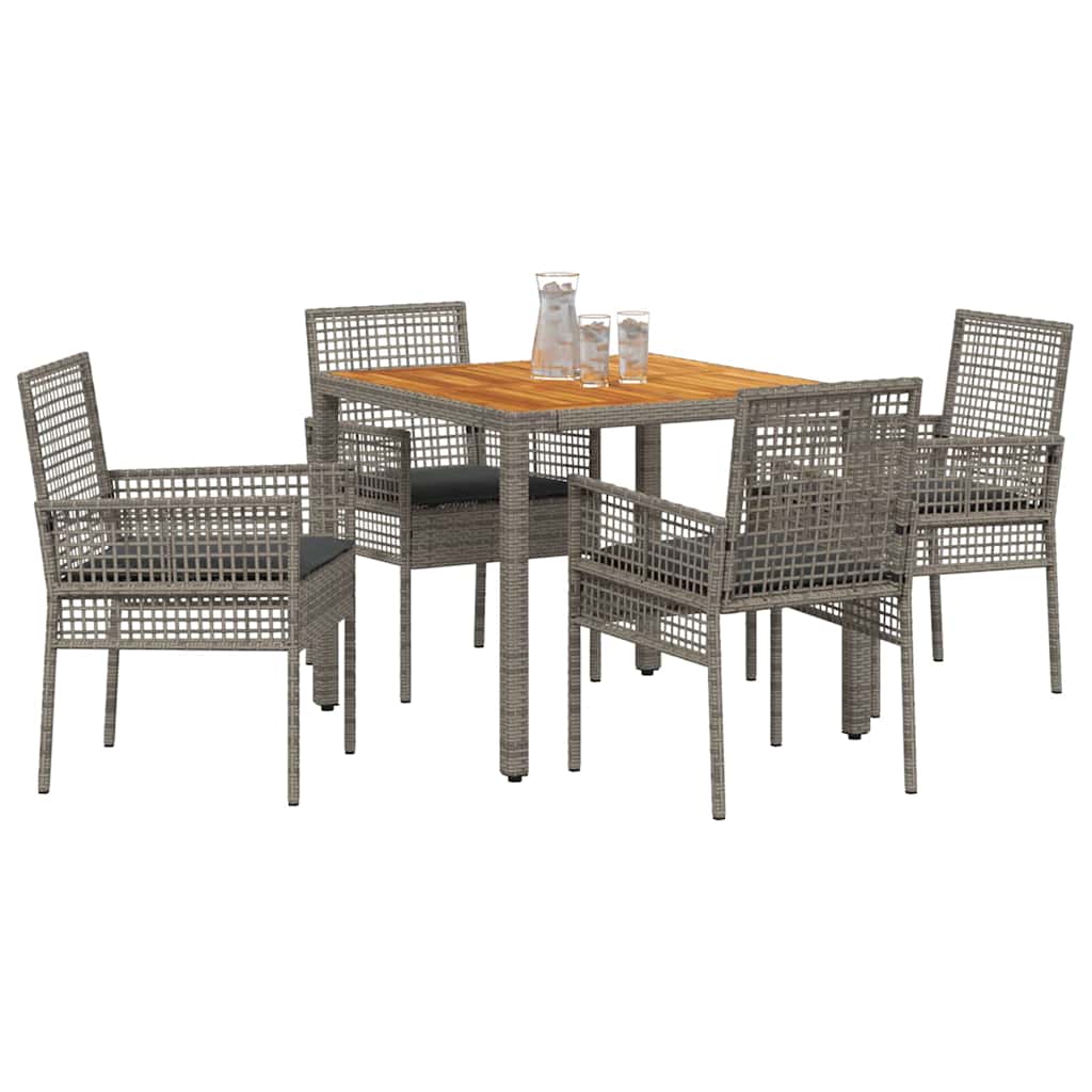 Tuin eettafelset 5 pcs Grijs poly rattan is nu te koop bij PeponiXL, paradijselijk wonen!