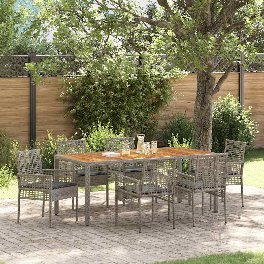 Tuin eettafelset 7 pcs Grijs poly rattan is nu te koop bij PeponiXL, paradijselijk wonen!