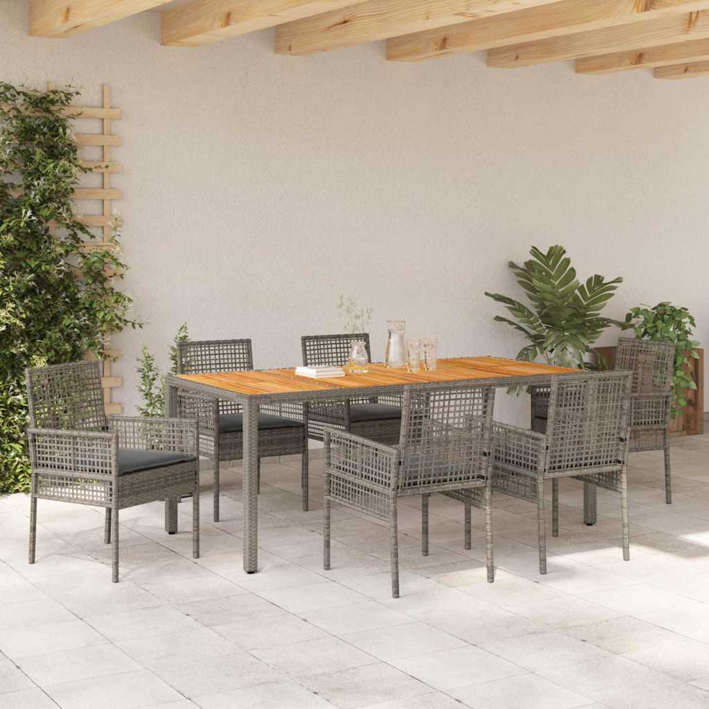 Tuin eettafelset 7 pcs Grijs poly rattan is nu te koop bij PeponiXL, paradijselijk wonen!