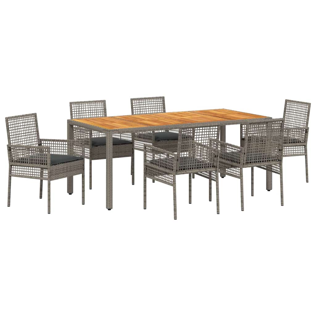 Tuin eettafelset 7 pcs Grijs poly rattan is nu te koop bij PeponiXL, paradijselijk wonen!