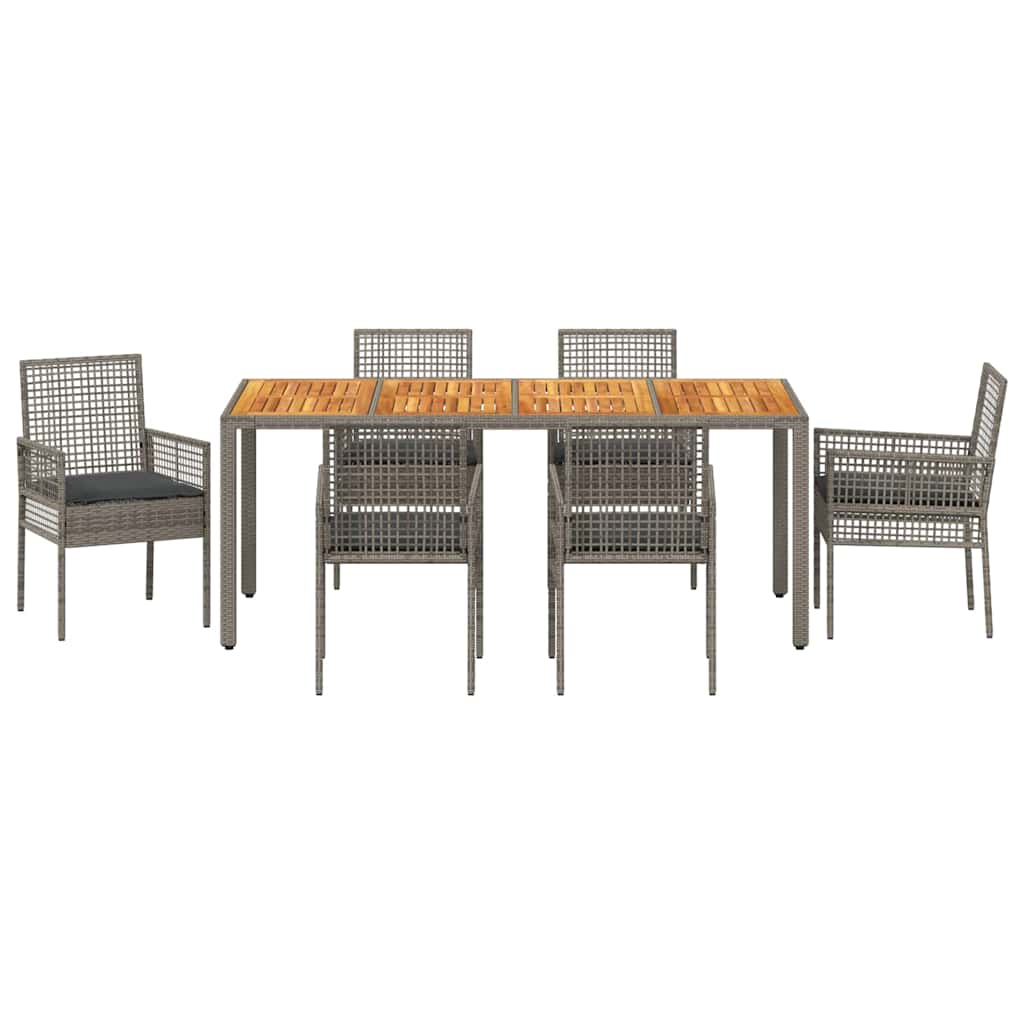 Tuin eettafelset 7 pcs Grijs poly rattan is nu te koop bij PeponiXL, paradijselijk wonen!