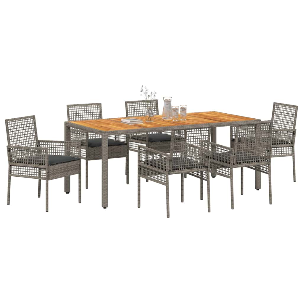 Tuin eettafelset 7 pcs Grijs poly rattan is nu te koop bij PeponiXL, paradijselijk wonen!