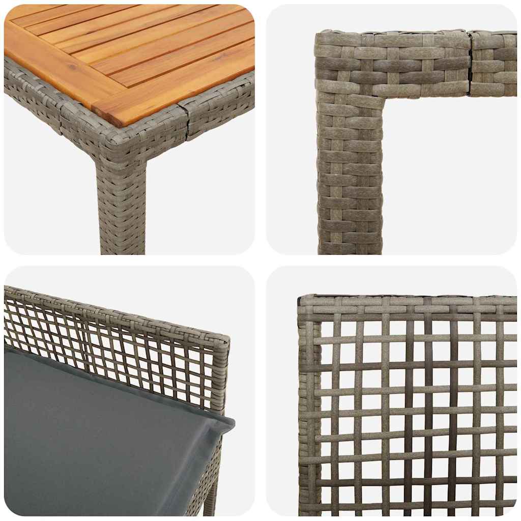 Tuin eettafelset 9 pcs Grijs poly rattan is nu te koop bij PeponiXL, paradijselijk wonen!