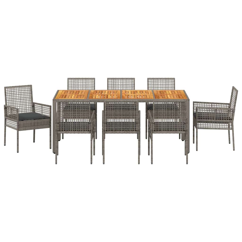 Tuin eettafelset 9 pcs Grijs poly rattan is nu te koop bij PeponiXL, paradijselijk wonen!