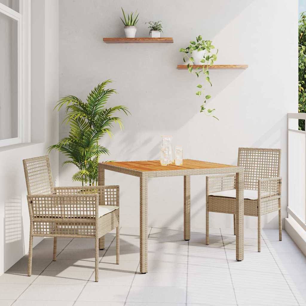 Tuin eettafelset 3 pcs Beige poly rattan is nu te koop bij PeponiXL, paradijselijk wonen!