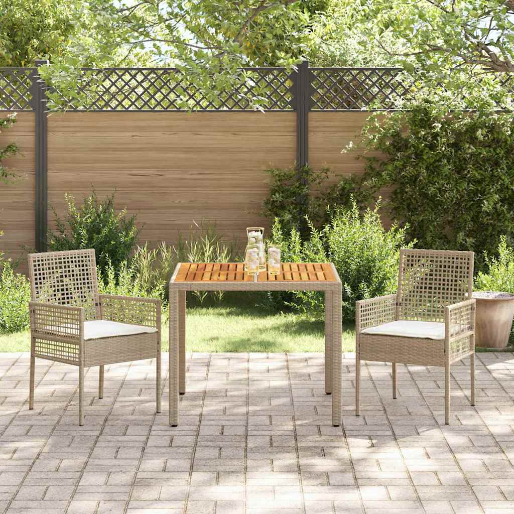 Tuin eettafelset 3 pcs Beige poly rattan is nu te koop bij PeponiXL, paradijselijk wonen!