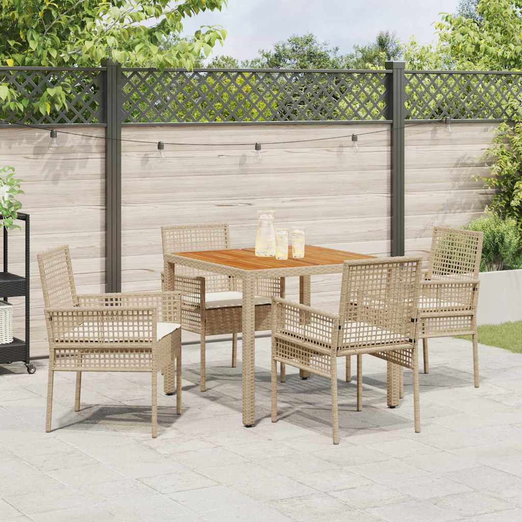 Tuin eettafelset 5 pcs Beige poly rattan is nu te koop bij PeponiXL, paradijselijk wonen!