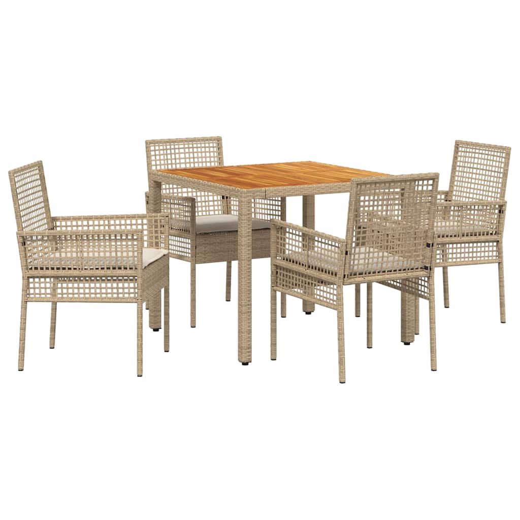 Tuin eettafelset 5 pcs Beige poly rattan is nu te koop bij PeponiXL, paradijselijk wonen!