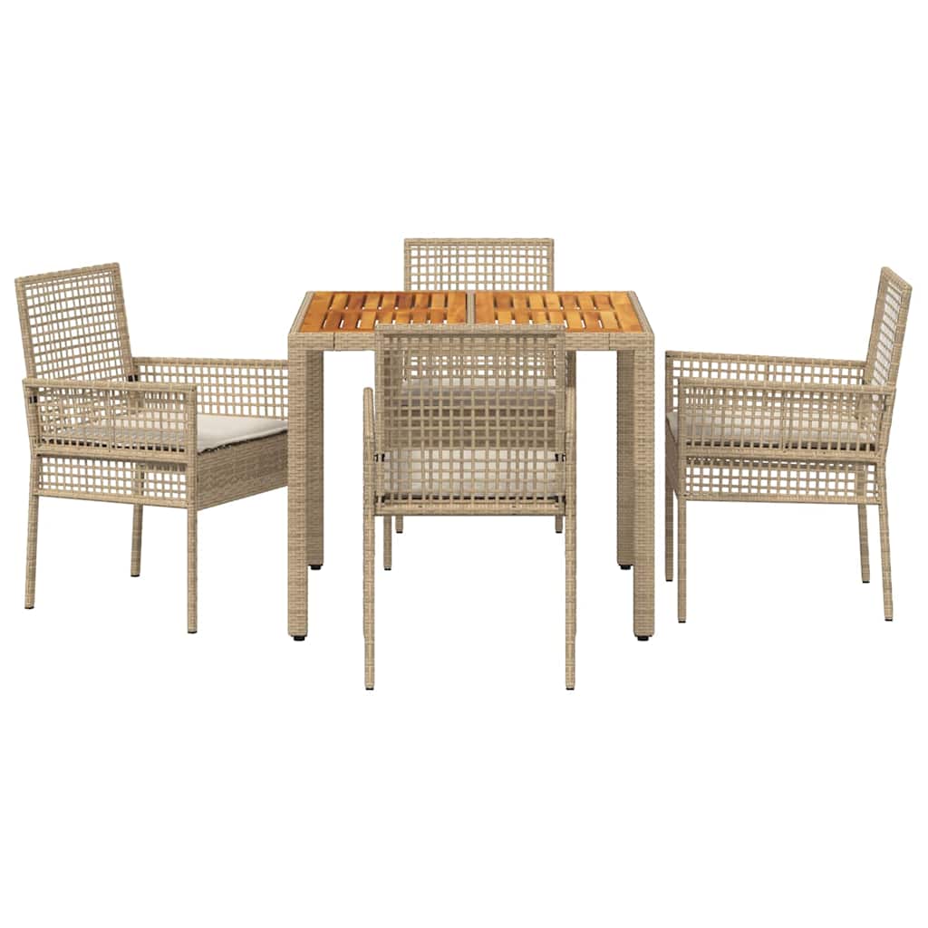 Tuin eettafelset 5 pcs Beige poly rattan is nu te koop bij PeponiXL, paradijselijk wonen!