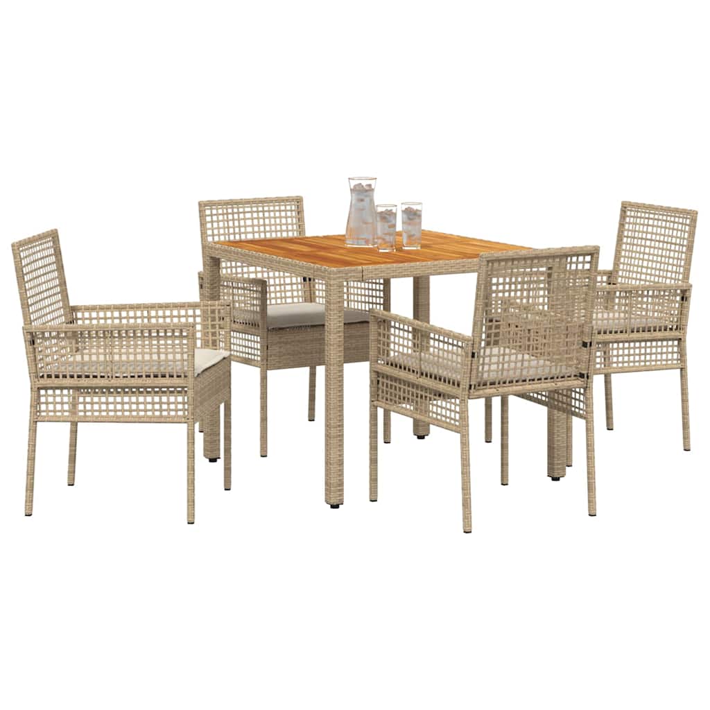 Tuin eettafelset 5 pcs Beige poly rattan is nu te koop bij PeponiXL, paradijselijk wonen!