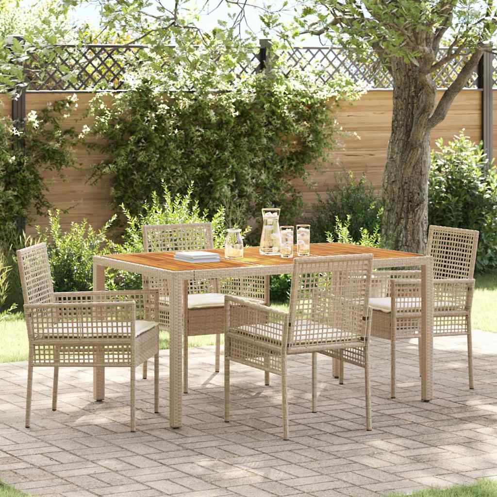 Tuin eettafelset 5 pcs Beige poly rattan is nu te koop bij PeponiXL, paradijselijk wonen!