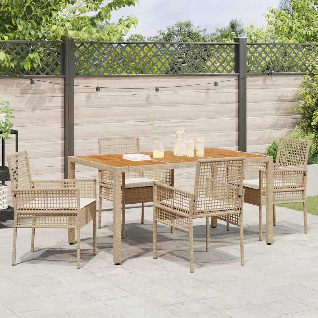 Tuin eettafelset 5 pcs Beige poly rattan is nu te koop bij PeponiXL, paradijselijk wonen!