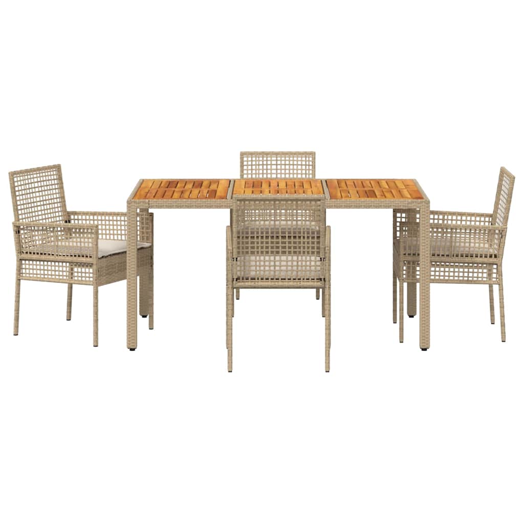 Tuin eettafelset 5 pcs Beige poly rattan is nu te koop bij PeponiXL, paradijselijk wonen!