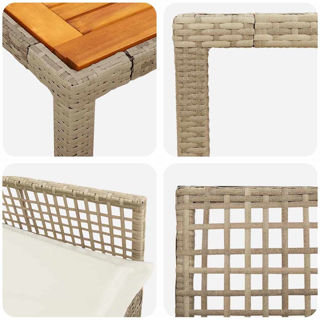 Tuin eettafelset 7 pcs Beige poly rattan is nu te koop bij PeponiXL, paradijselijk wonen!