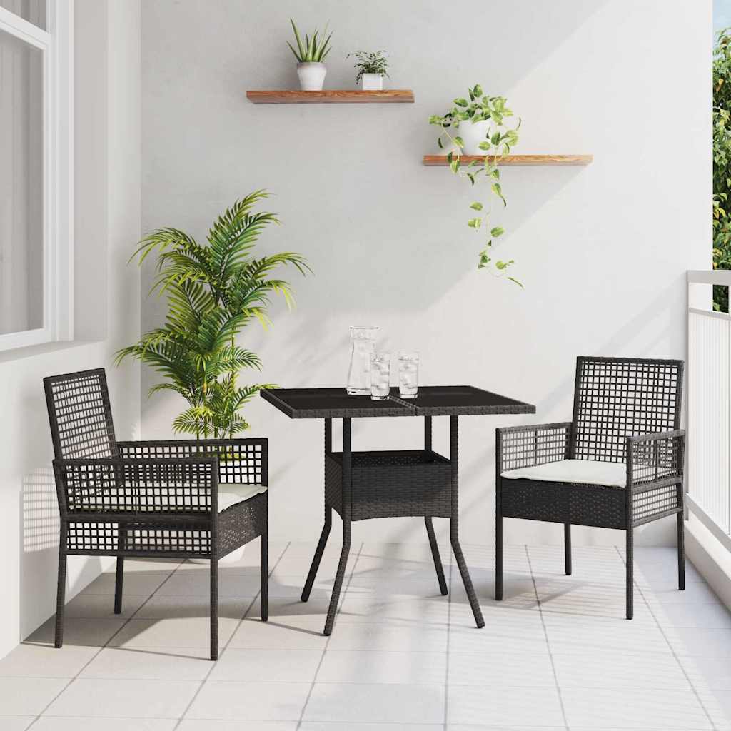 Tuin eettafelset 3 pcs Zwart poly rattan is nu te koop bij PeponiXL, paradijselijk wonen!