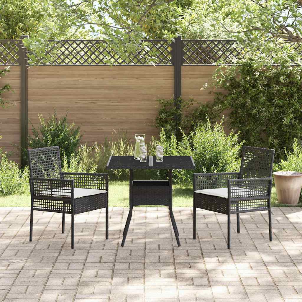 Tuin eettafelset 3 pcs Zwart poly rattan is nu te koop bij PeponiXL, paradijselijk wonen!