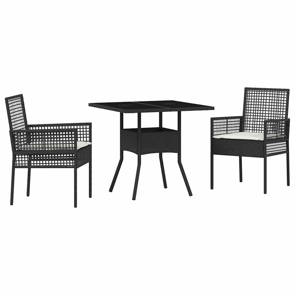 Tuin eettafelset 3 pcs Zwart poly rattan is nu te koop bij PeponiXL, paradijselijk wonen!