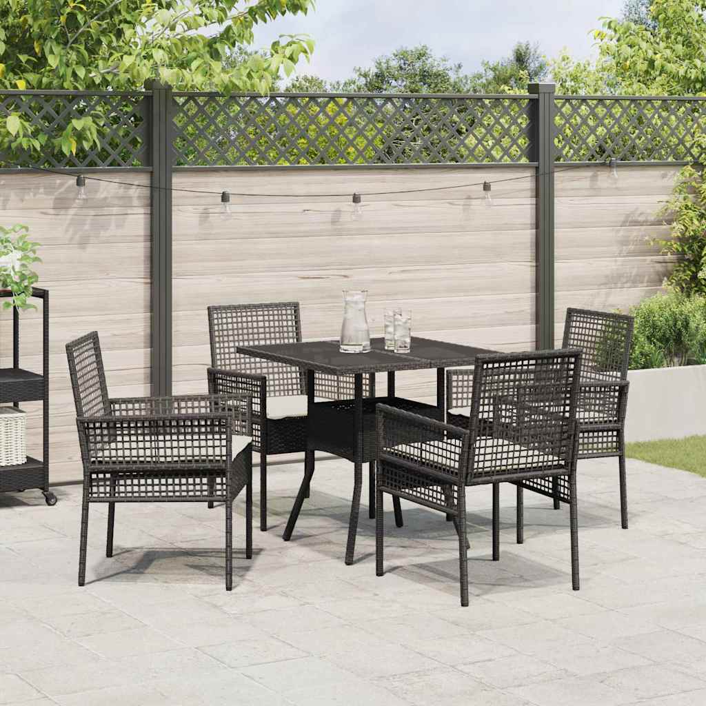 Tuin eettafelset 5 pcs Zwart poly rattan is nu te koop bij PeponiXL, paradijselijk wonen!