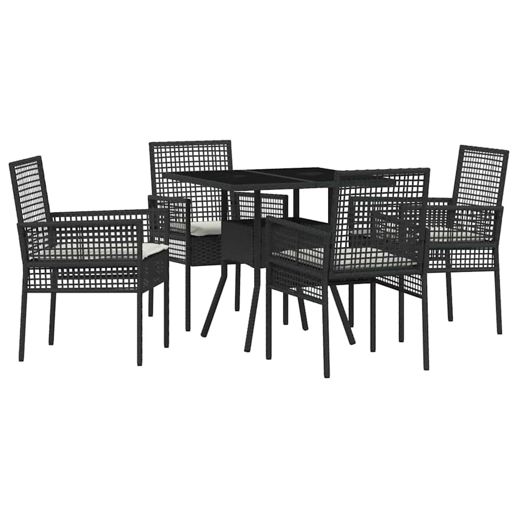 Tuin eettafelset 5 pcs Zwart poly rattan is nu te koop bij PeponiXL, paradijselijk wonen!