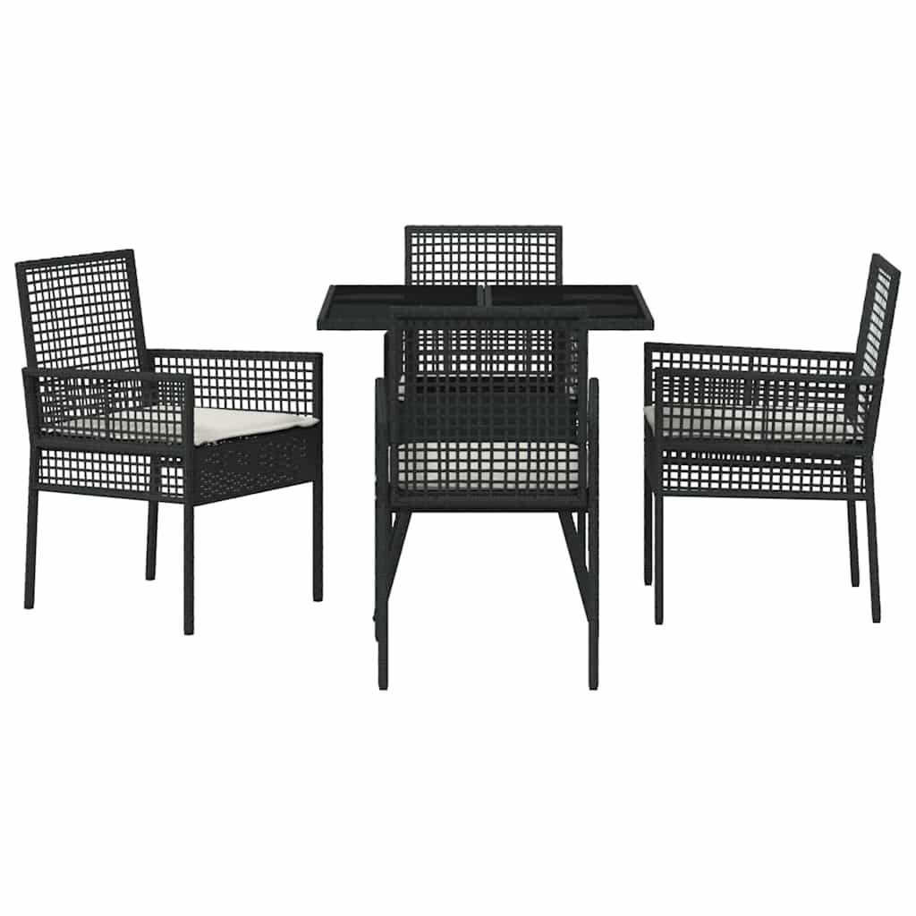 Tuin eettafelset 5 pcs Zwart poly rattan is nu te koop bij PeponiXL, paradijselijk wonen!