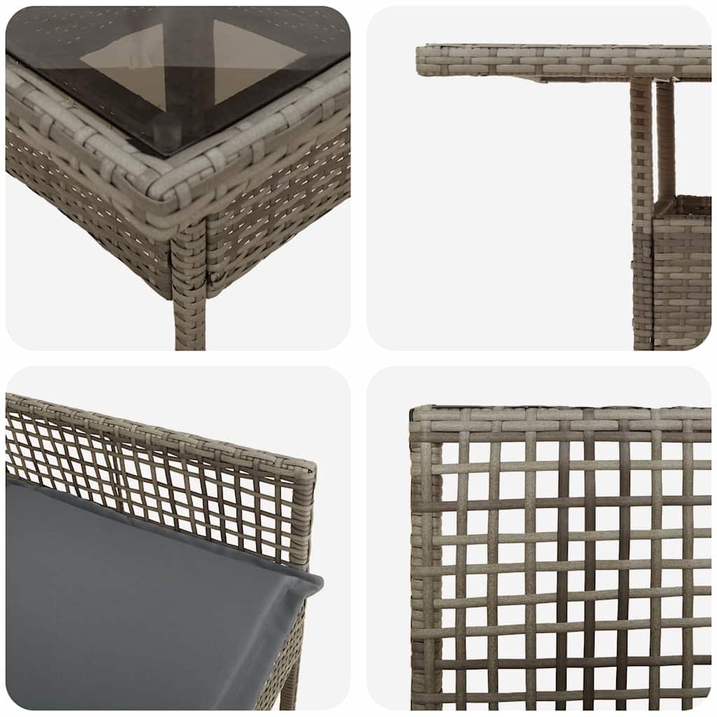 Tuin eettafelset 3 pcs Grijs poly rattan is nu te koop bij PeponiXL, paradijselijk wonen!