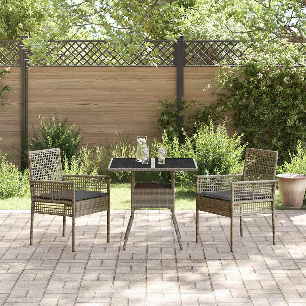 Tuin eettafelset 3 pcs Grijs poly rattan is nu te koop bij PeponiXL, paradijselijk wonen!