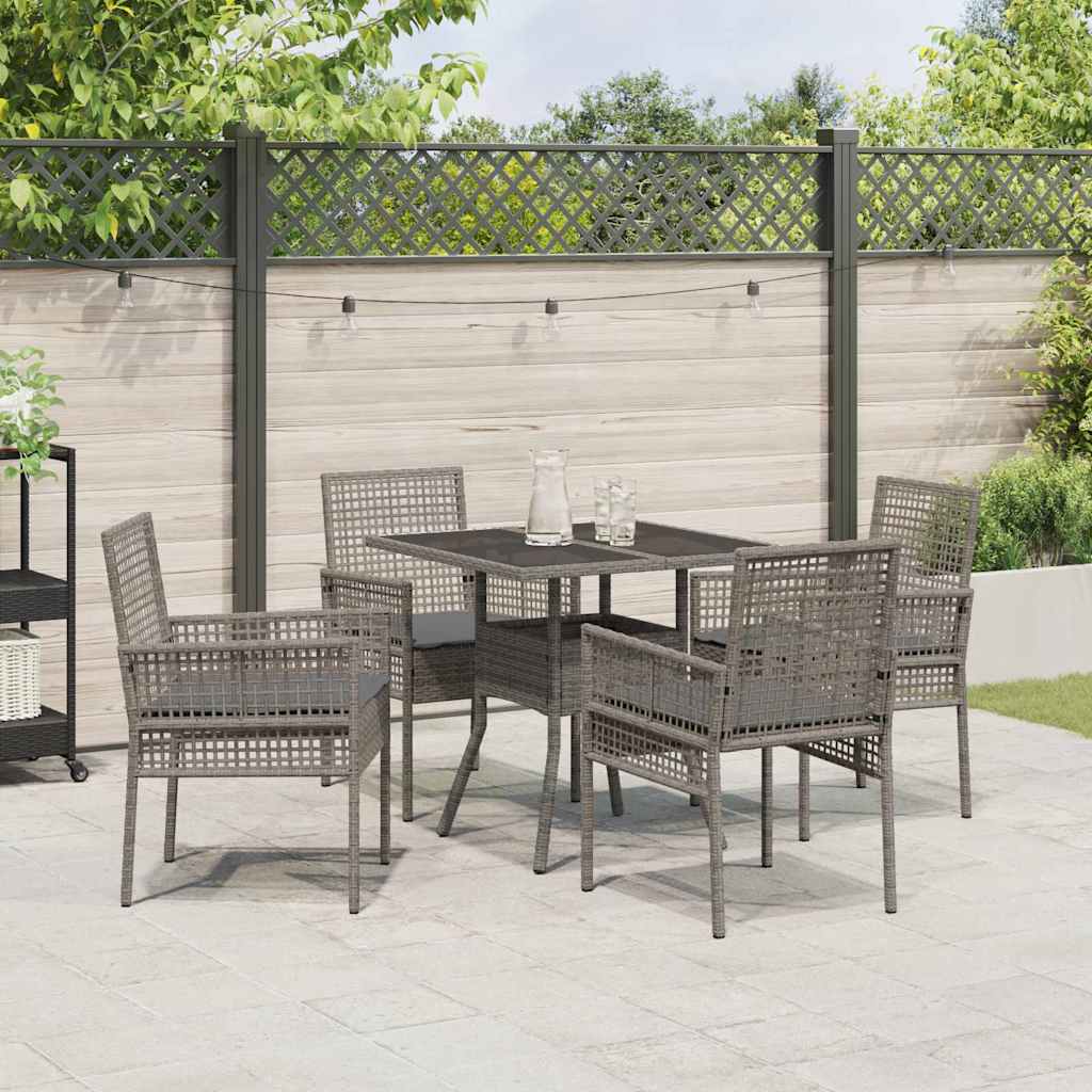 Tuin eettafelset 5 pcs Grijs poly rattan is nu te koop bij PeponiXL, paradijselijk wonen!