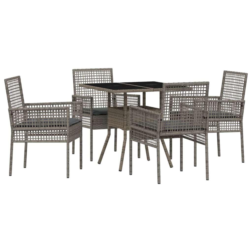 Tuin eettafelset 5 pcs Grijs poly rattan is nu te koop bij PeponiXL, paradijselijk wonen!