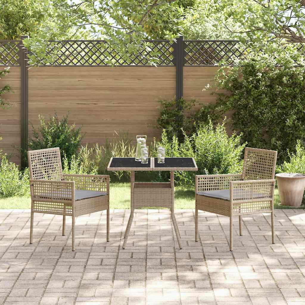 Tuin eettafelset 3 pcs Beige poly rattan is nu te koop bij PeponiXL, paradijselijk wonen!