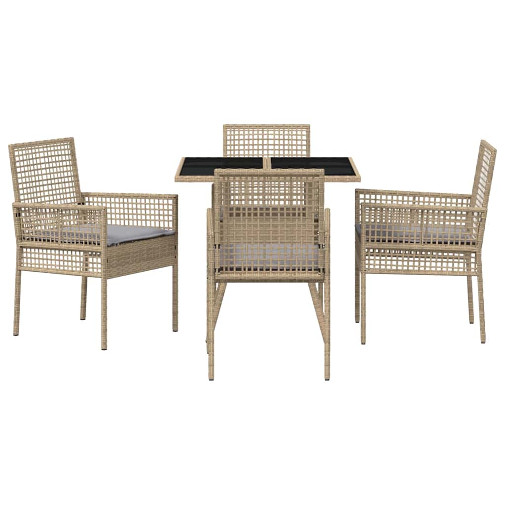 Tuin eettafelset 5 pcs Beige poly rattan is nu te koop bij PeponiXL, paradijselijk wonen!