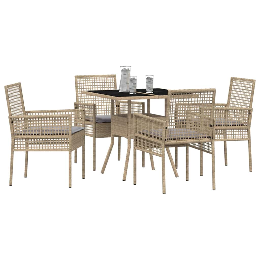 Tuin eettafelset 5 pcs Beige poly rattan is nu te koop bij PeponiXL, paradijselijk wonen!
