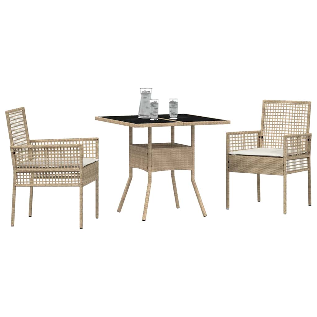 Tuin eettafelset 3 pcs Beige poly rattan is nu te koop bij PeponiXL, paradijselijk wonen!