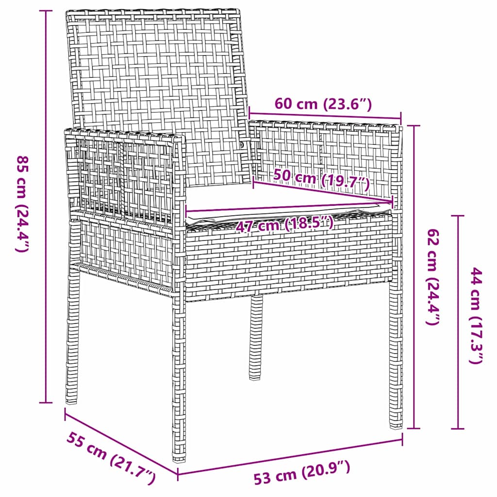 Tuin eettafelset 3 pcs Beige poly rattan is nu te koop bij PeponiXL, paradijselijk wonen!