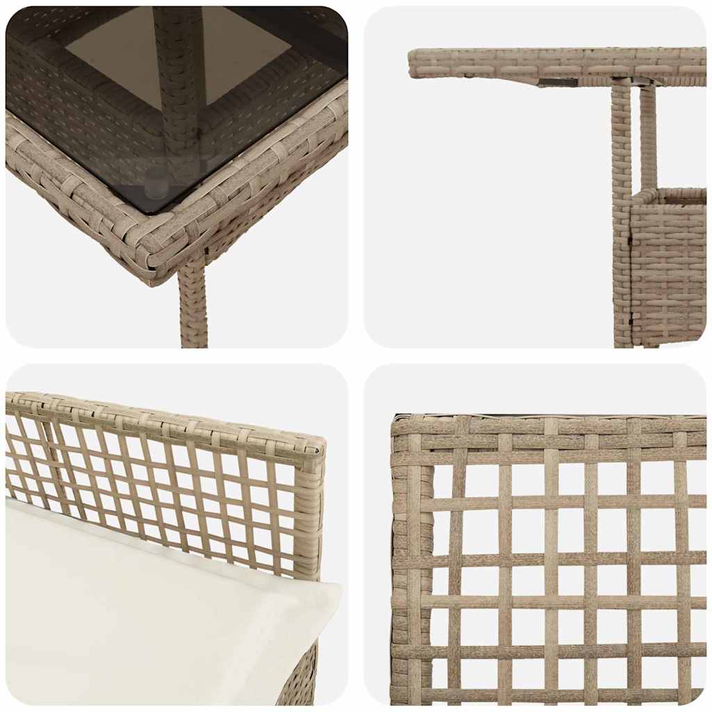 Tuin eettafelset 5 pcs Beige poly rattan is nu te koop bij PeponiXL, paradijselijk wonen!