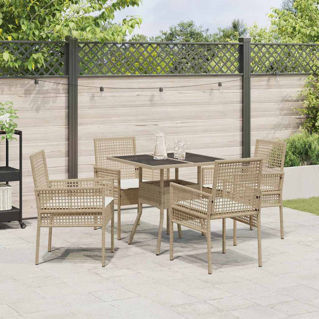 Tuin eettafelset 5 pcs Beige poly rattan is nu te koop bij PeponiXL, paradijselijk wonen!