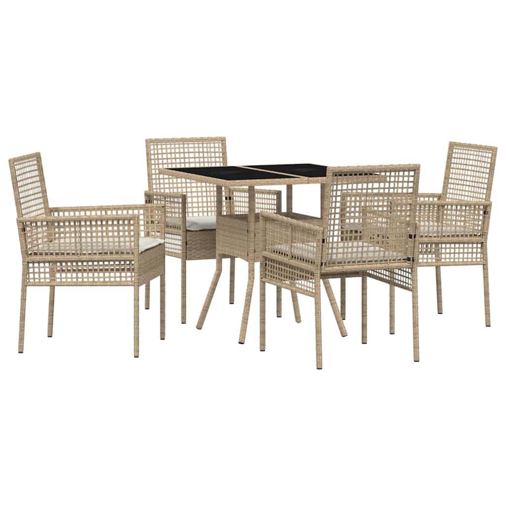 Tuin eettafelset 5 pcs Beige poly rattan is nu te koop bij PeponiXL, paradijselijk wonen!
