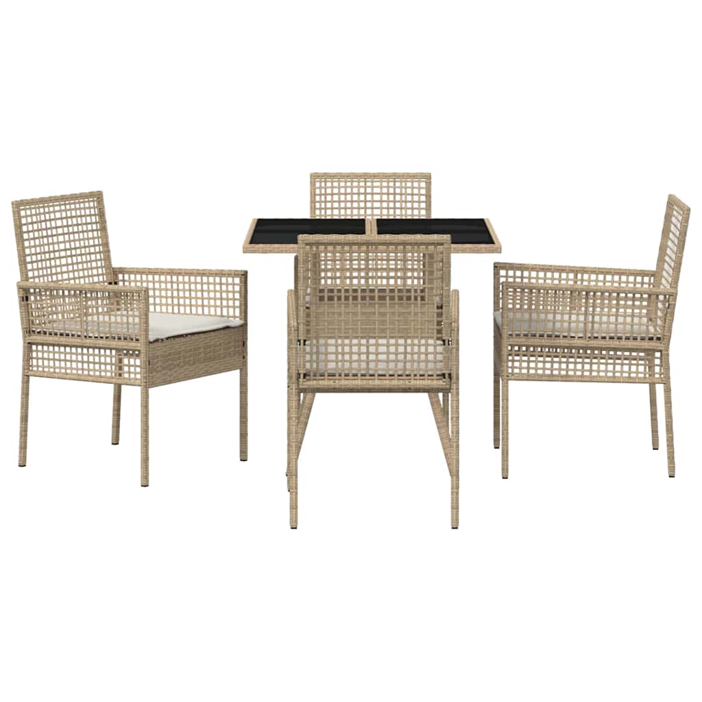 Tuin eettafelset 5 pcs Beige poly rattan is nu te koop bij PeponiXL, paradijselijk wonen!