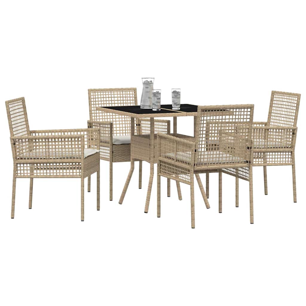 Tuin eettafelset 5 pcs Beige poly rattan is nu te koop bij PeponiXL, paradijselijk wonen!