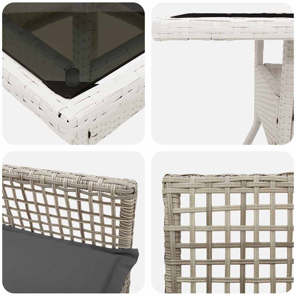 Tuin eettafelset 3 pcs Lichtgrijs poly rattan is nu te koop bij PeponiXL, paradijselijk wonen!