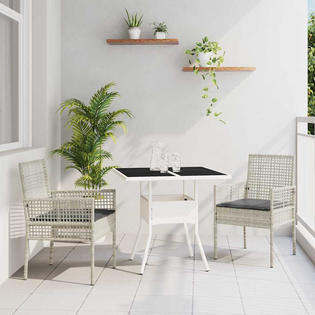Tuin eettafelset 3 pcs Lichtgrijs poly rattan is nu te koop bij PeponiXL, paradijselijk wonen!
