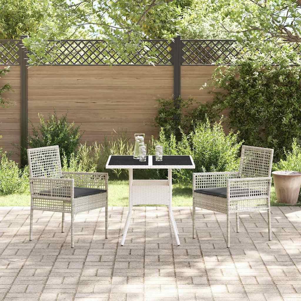Tuin eettafelset 3 pcs Lichtgrijs poly rattan is nu te koop bij PeponiXL, paradijselijk wonen!