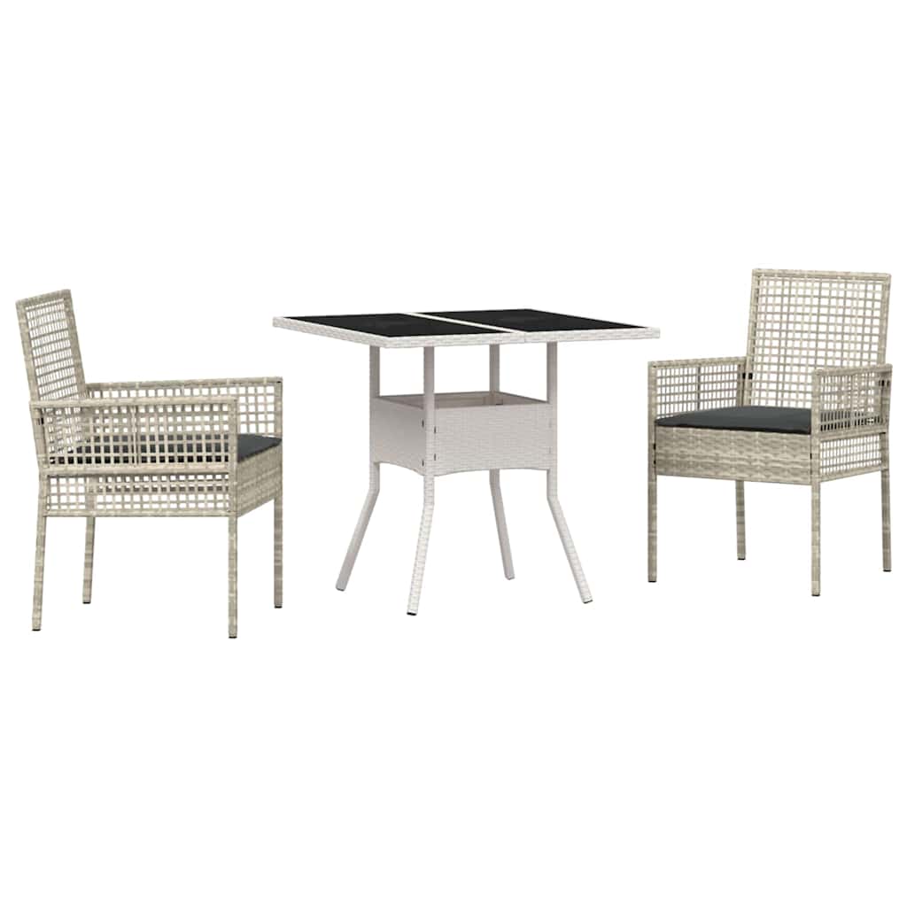 Tuin eettafelset 3 pcs Lichtgrijs poly rattan is nu te koop bij PeponiXL, paradijselijk wonen!