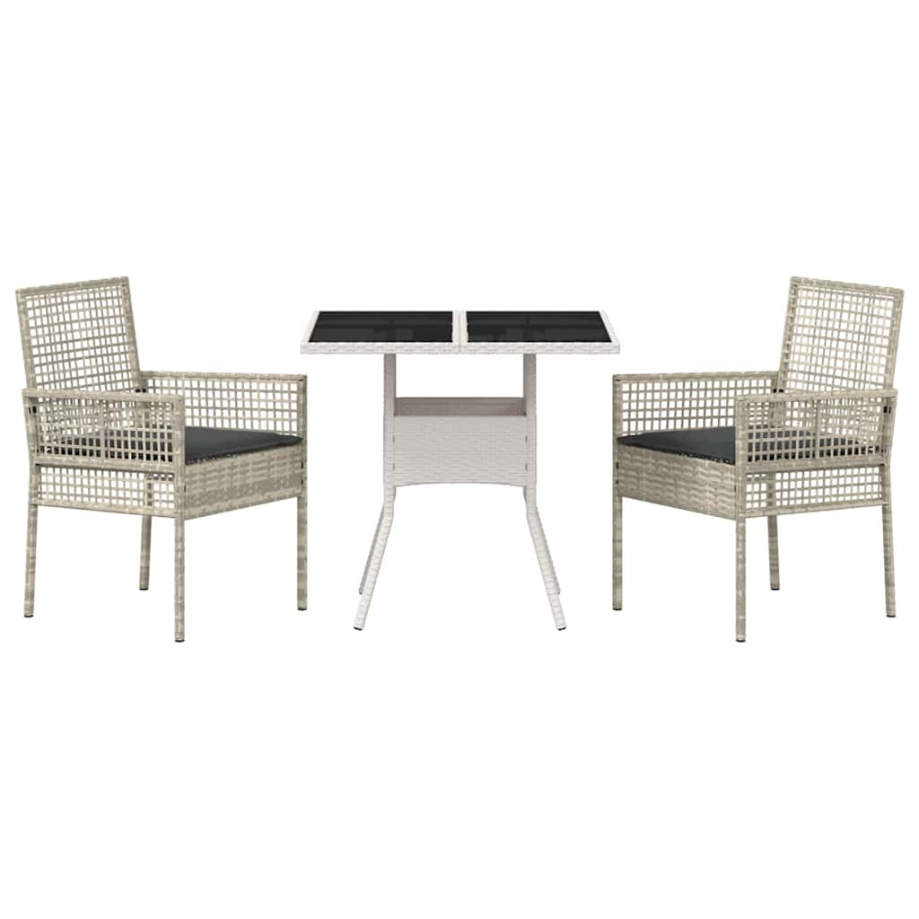 Tuin eettafelset 3 pcs Lichtgrijs poly rattan is nu te koop bij PeponiXL, paradijselijk wonen!
