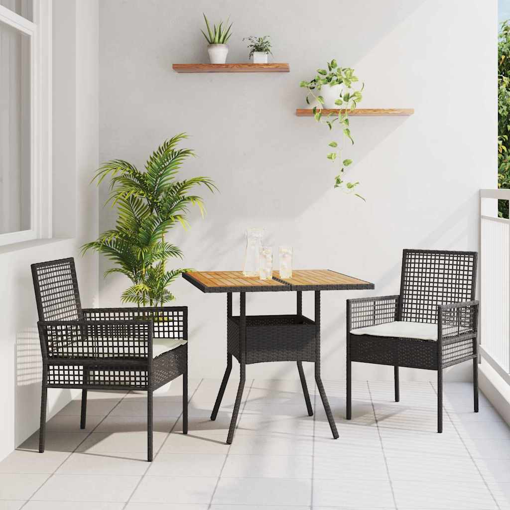 Tuin eettafelset 3 pcs Zwart poly rattan is nu te koop bij PeponiXL, paradijselijk wonen!